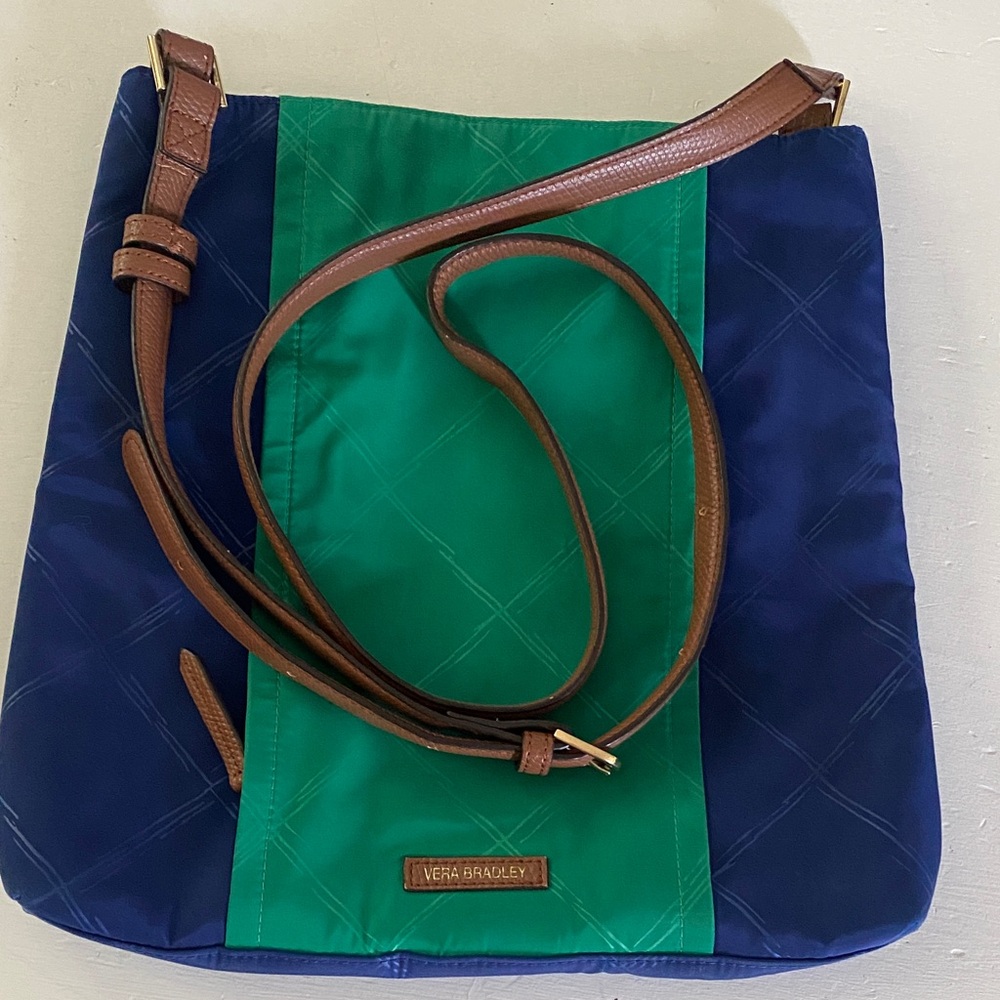 Vera Bradley Preppy Poly Molly Crossbody Bag in Evening Sky and Clover